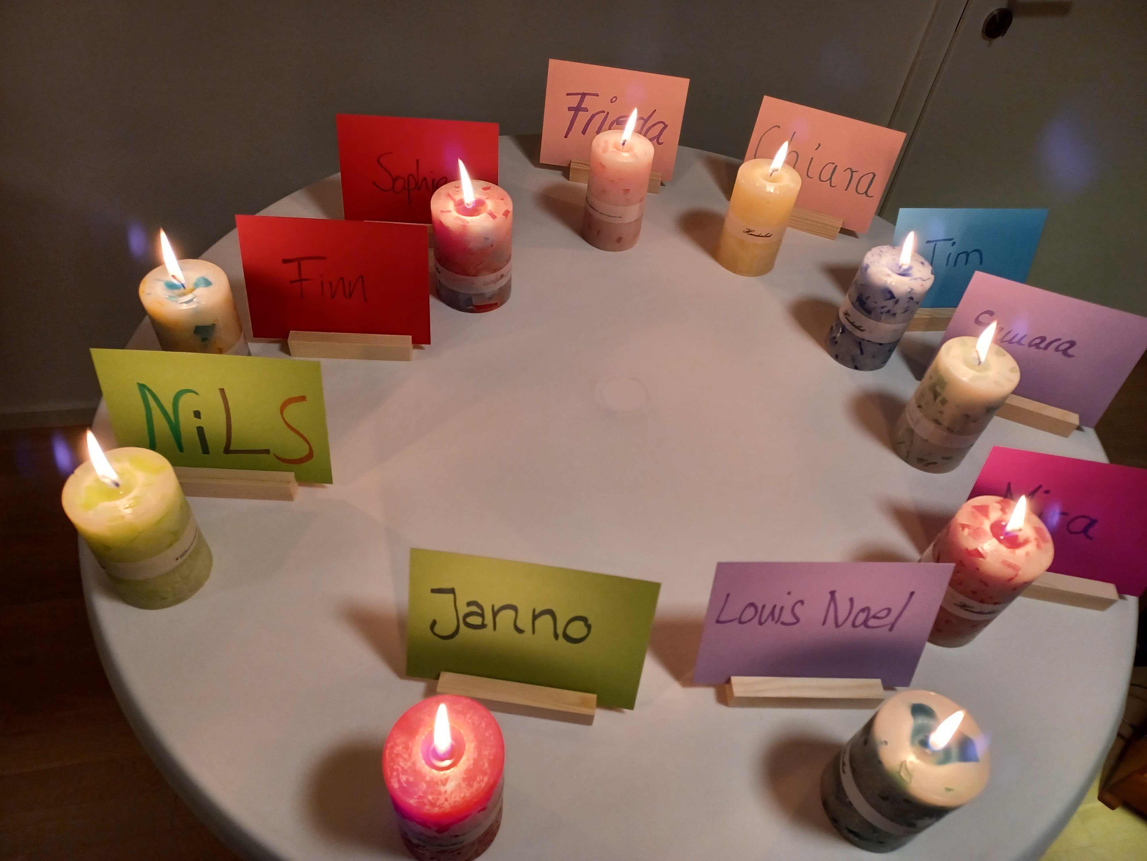 Kerzen für die verstorbenen Kinder